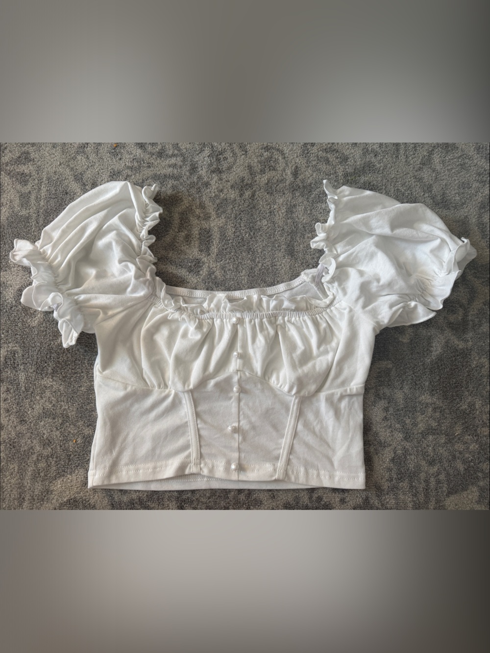 White Puff Sleeve Crop Top - Classic Peasant Style